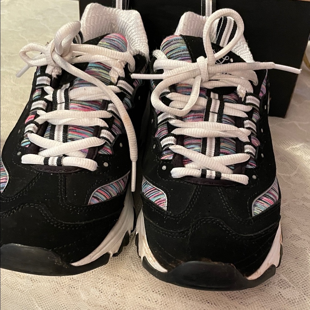 Skechers Black Sneakers with Colorful Stripes